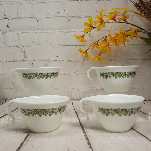 4 Corning‎ Corelle Crazy Daisy Spring Blossom Coffee Teacups Open Hooked Handle - Picture 3 of 6